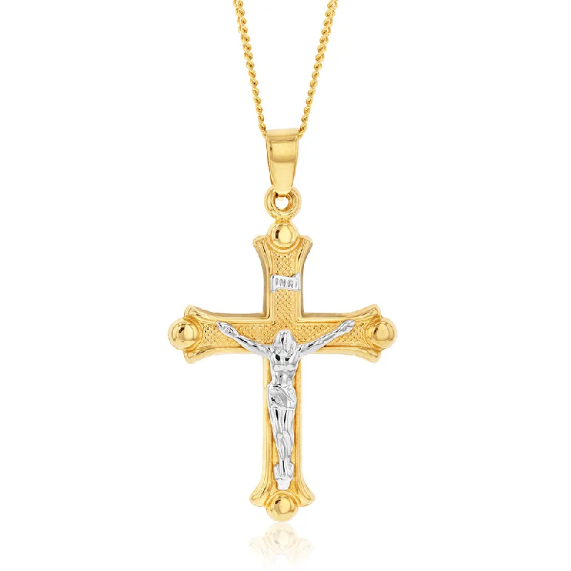 18ct Yellow Gold & White Gold Crucifix Pendant