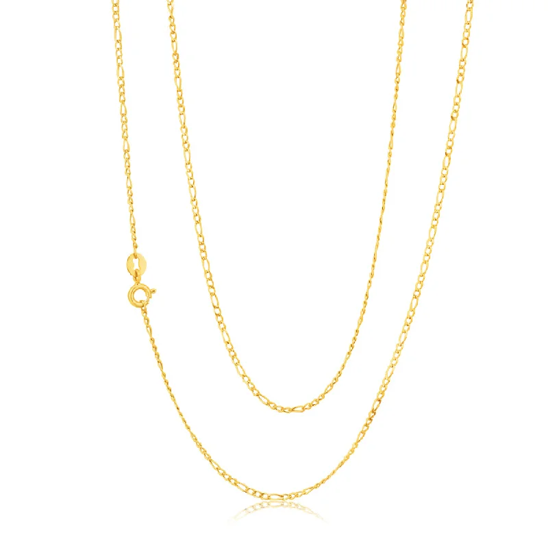 9ct Figaro 3:1 Yellow Gold 50cm 40Gauge Chain