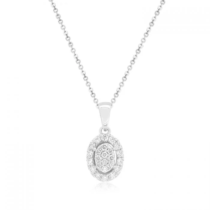 9ct White Gold Pendant with 45cm Chain with 1/4 Carat Brilliant Cut Diamonds