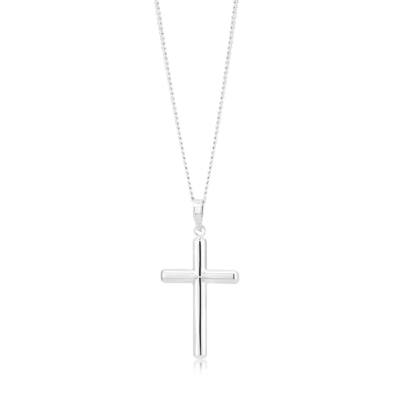 9ct White Gold Plain Cross Pendant