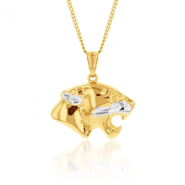 9ct Yellow And White Gold Double Sided Tiger Pendant