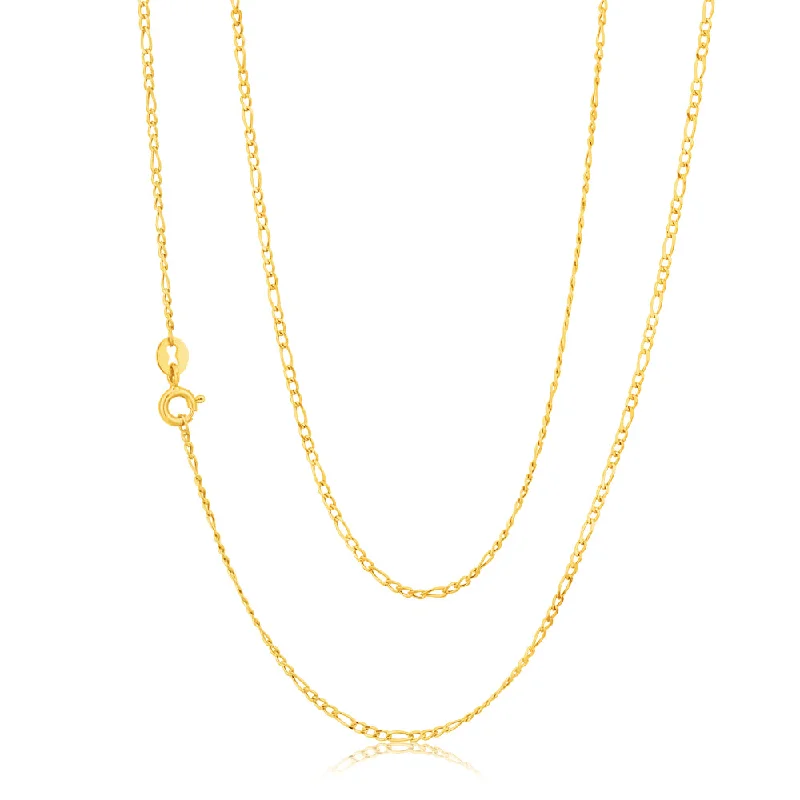 9ct Yellow Gold 3:1 Figaro 45cm Chain 40Gauge