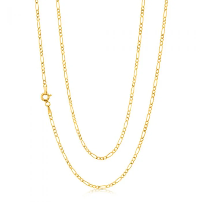 9ct Yellow Gold 3:1 Figaro 50cm Chain 50Gauge 9Y