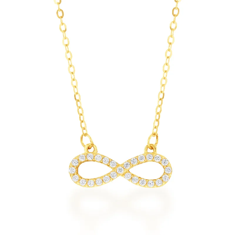 9ct Yellow Gold "Everlasting Love" 45cm Zirconia Infinity Necklet