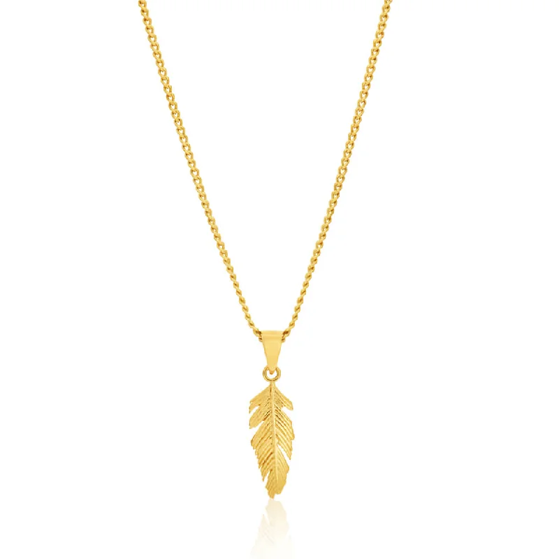 9ct Yellow Gold Feather Pendant