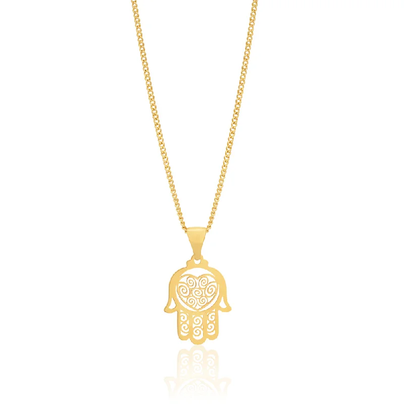 9ct Yellow Gold Hamsa Hand Pendant