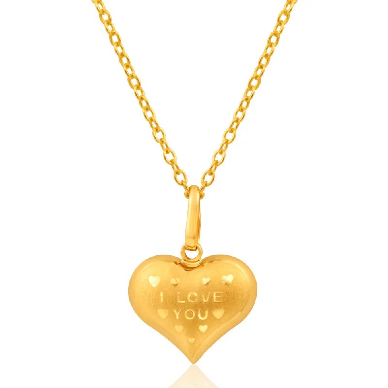 9ct Yellow Gold I Love You Pendant