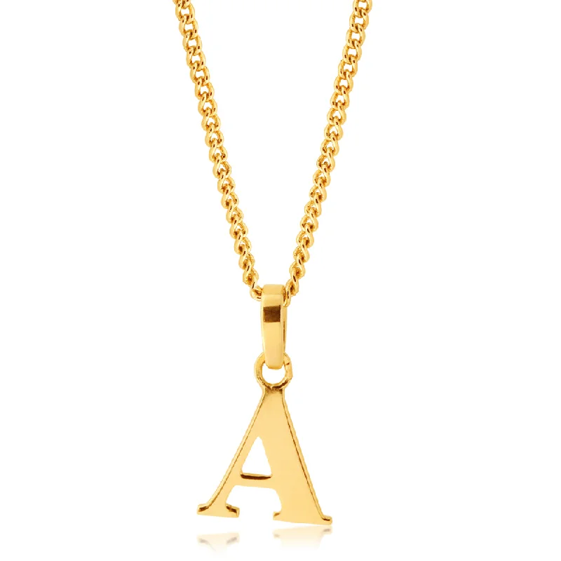 9ct Yellow Gold Initial "A" Pendant