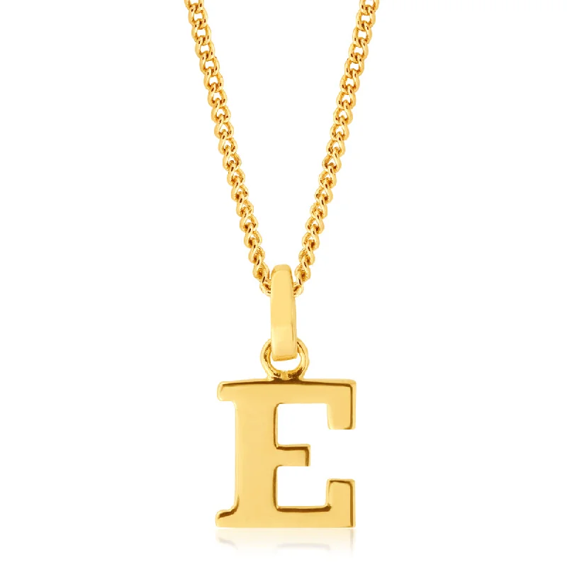 9ct Yellow Gold Initial "E" Pendant