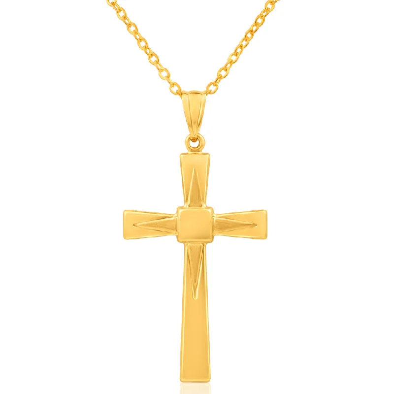 9ct Yellow Gold Large Fancy Cross Pendant