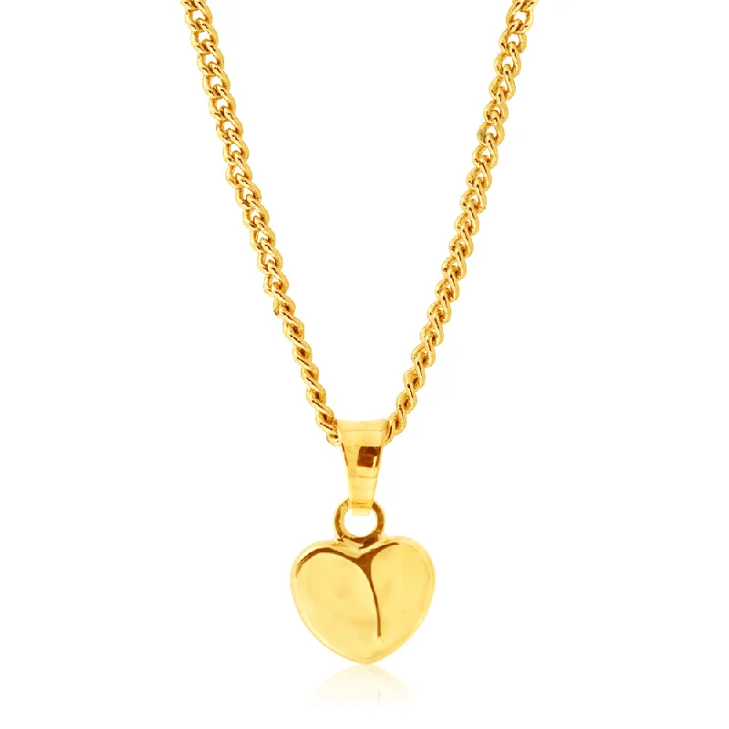 9ct Yellow Gold Plain Heart Pendant