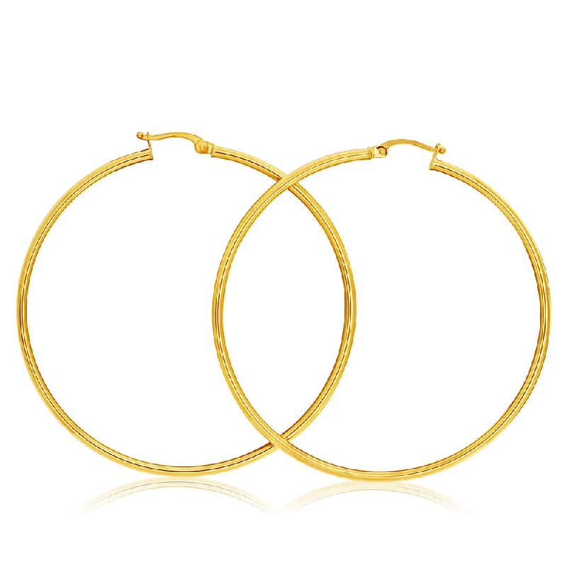 9ct Yellow Gold Plain Hoop 50mm European made