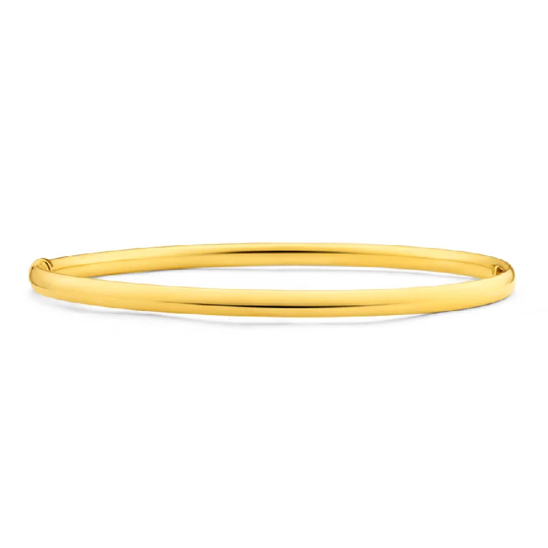 9ct Yellow Gold Silver Filled 4mm x 70mm Bangle