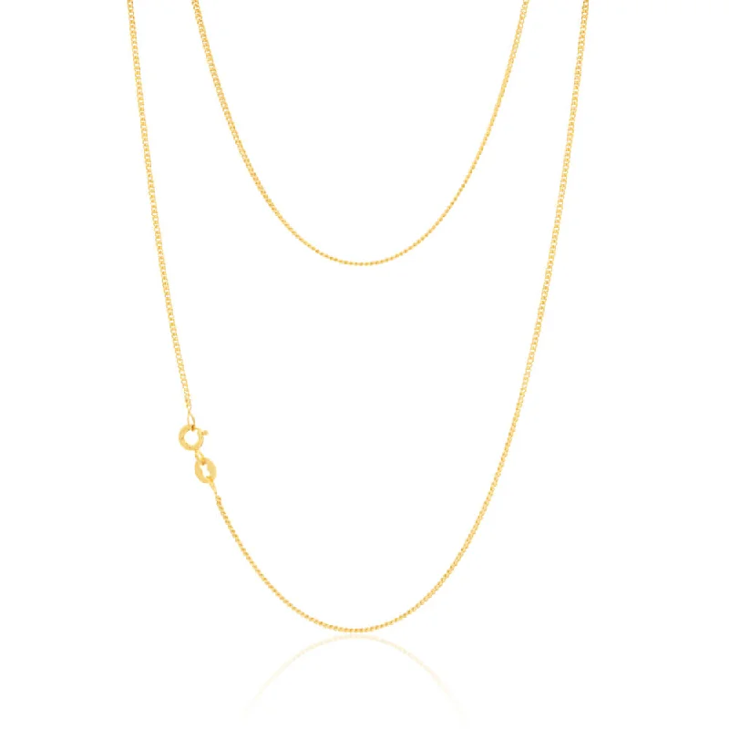 9ct Yellow Gold Silver Filled 55cm Elegant Curb Chain