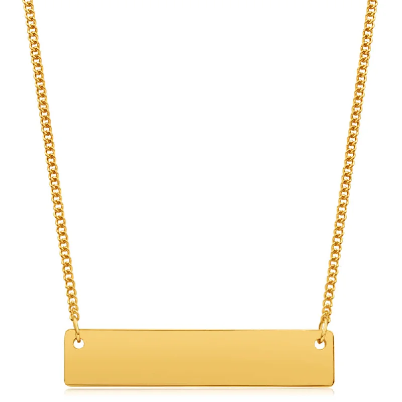 9ct Yellow Gold Silver Filled Bar Pendant With 45cm Chain