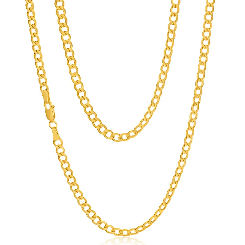 9ct Yellow Gold Silver Filled Flat 55cm Curb Chain