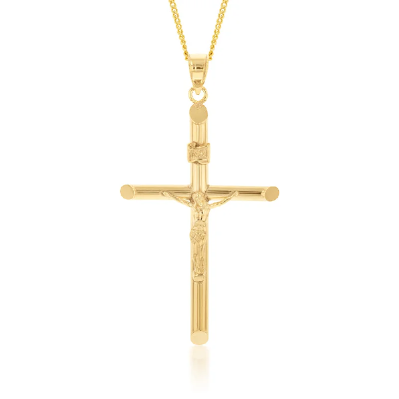 9ct Yellow Gold Silverfilled Crucifix Pendant