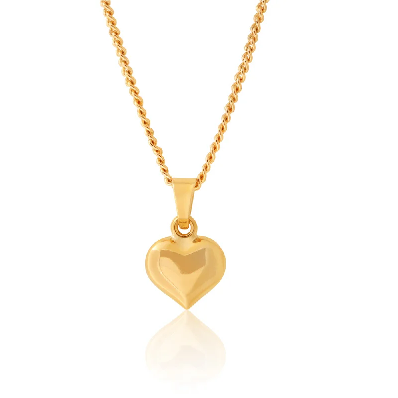 9ct Yellow Gold Small Plain Heart Pendant