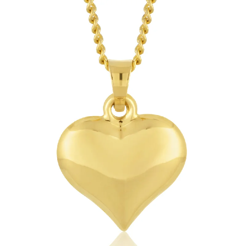 9ct Yellow Gold Small Plain Heart Pendant