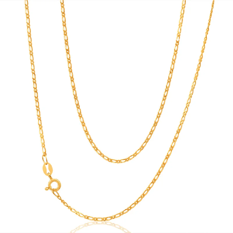 9ct Yellow Solid Gold 40Gauge Figaro 55cm 1:1 Chain