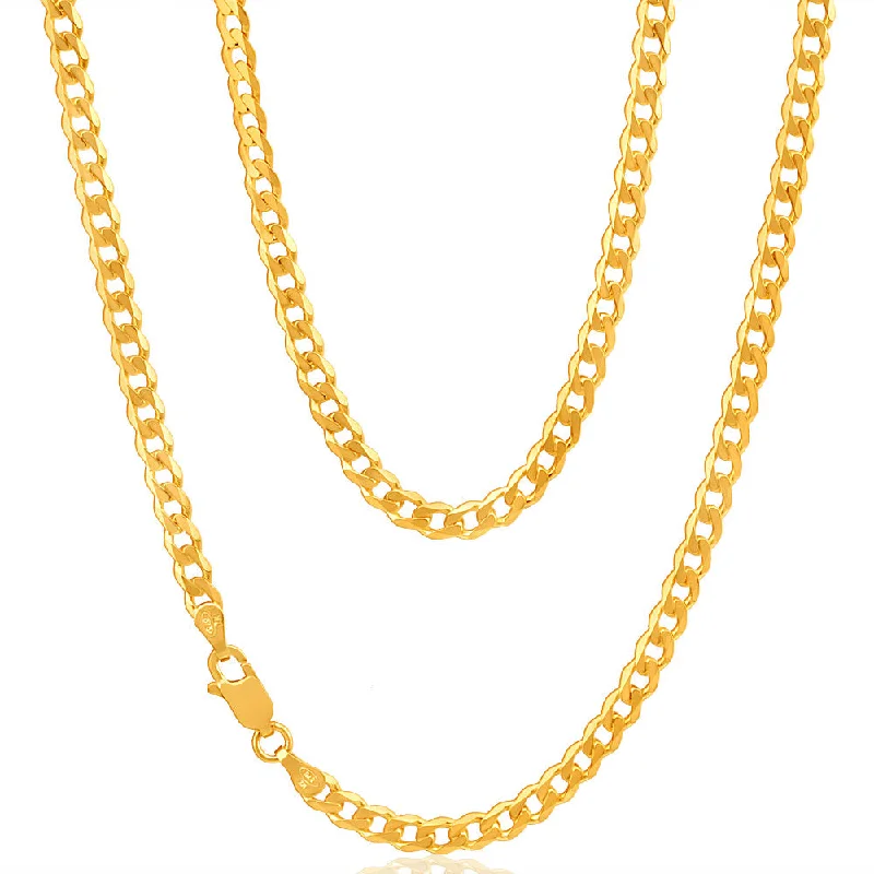 9ct Yellow Solid Gold 45cm Curb Chain 100 Gauge