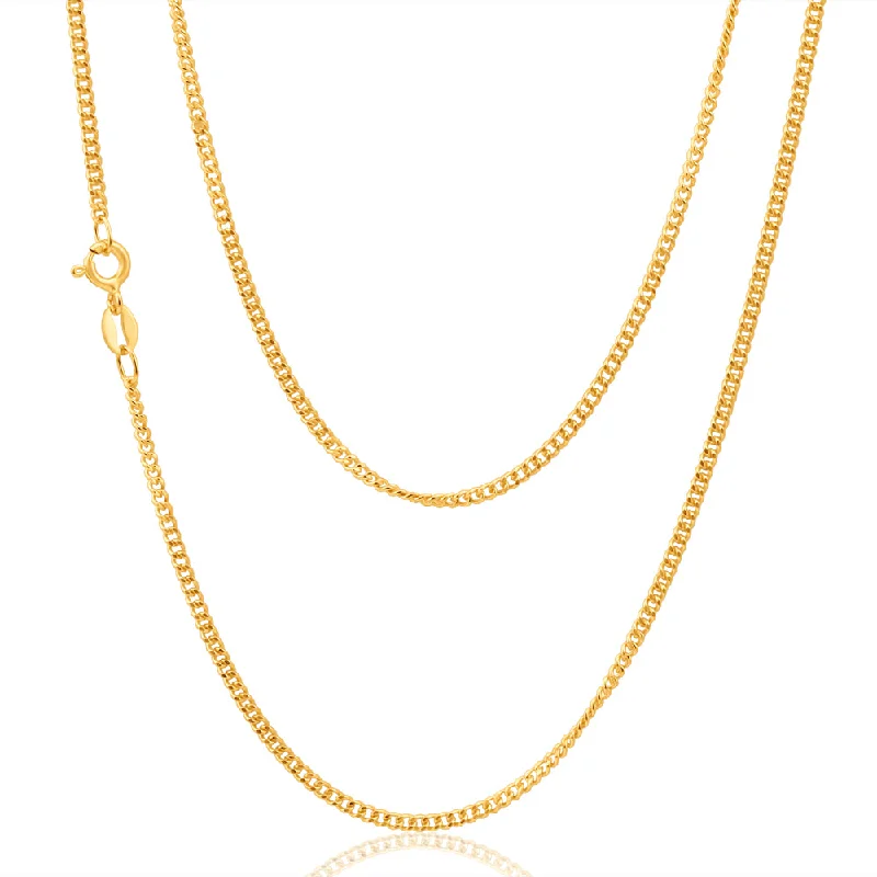 9ct Yellow Solid Gold 50 Gauge Curb 55cm Chain