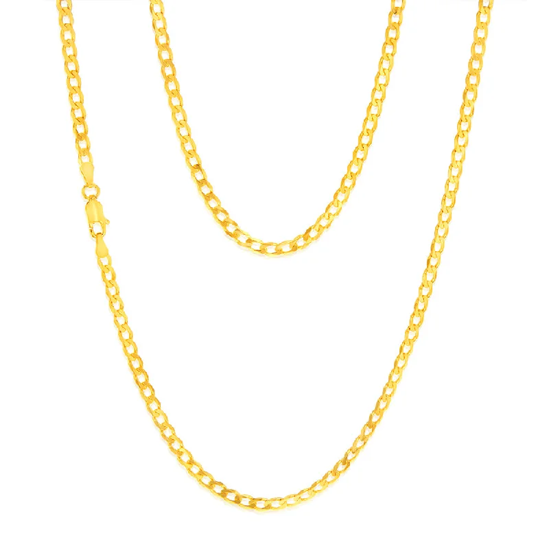 9ct Yellow Solid Gold 50cm Curb Chain 100Gauge