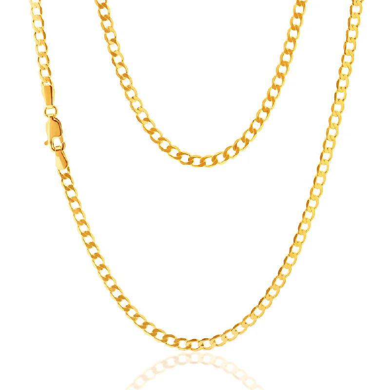 9ct Yellow Solid Gold 50cm Curb Chain