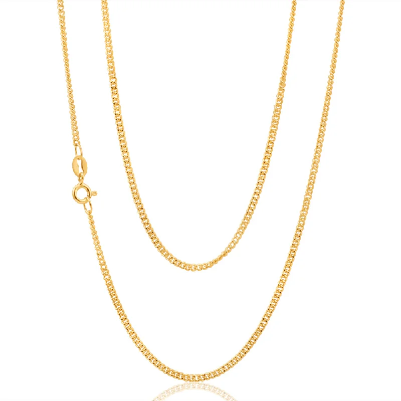 9ct Yellow Solid Gold 60cm Curb Dicut Chain 50Gauge