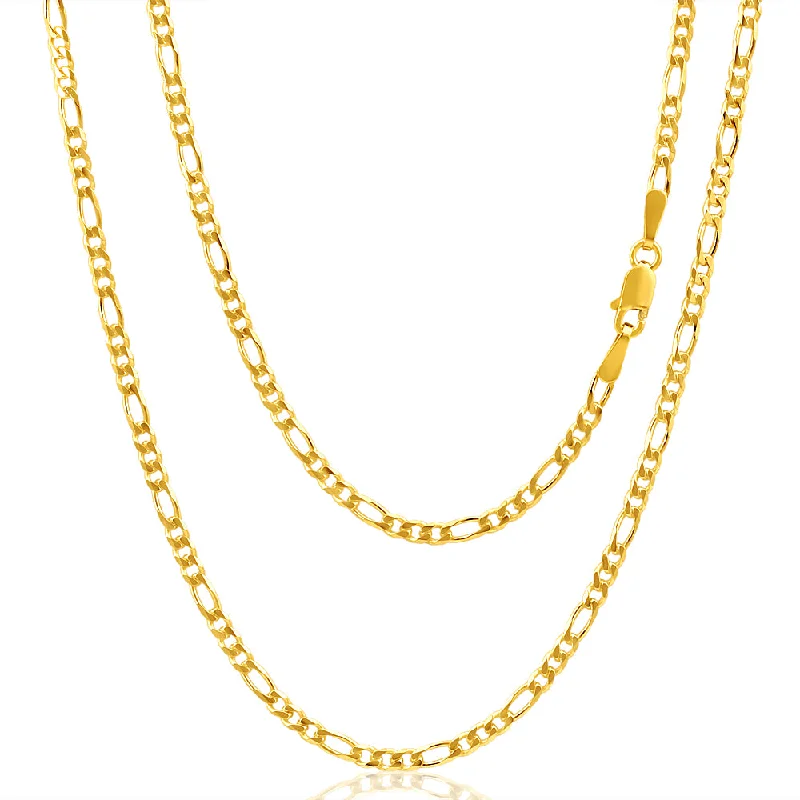 9ct Yellow Solid Gold Figaro 1:3 60Gauge 45cm Chain