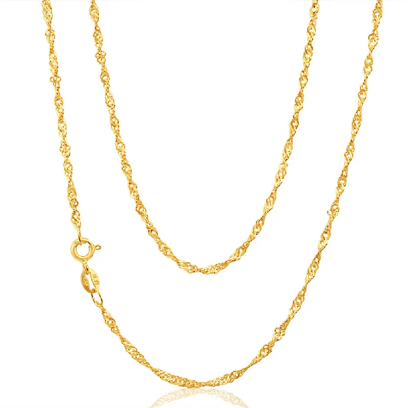 9ct Yellow Solid Gold Singapore 40cm Chain 30 Gauge