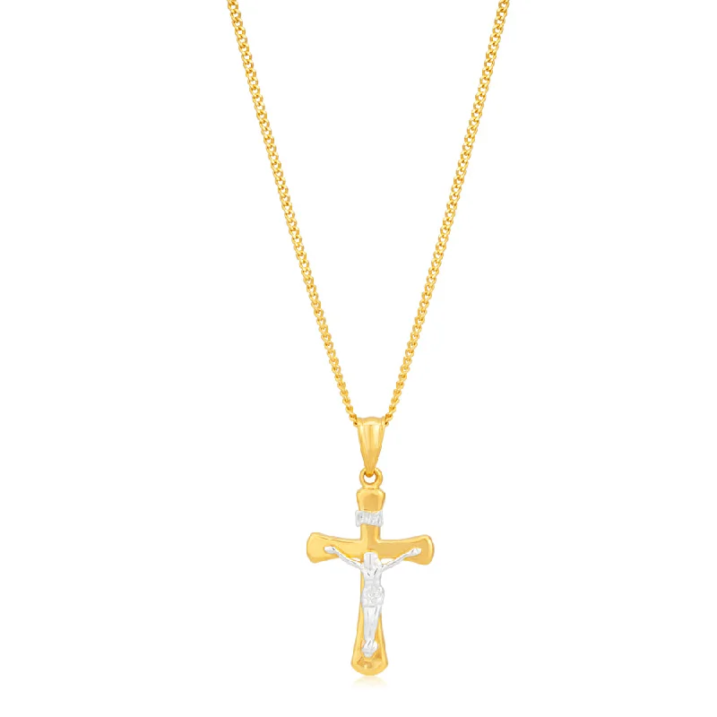 9ct Yellow & White Gold Silver Filled Crucifix