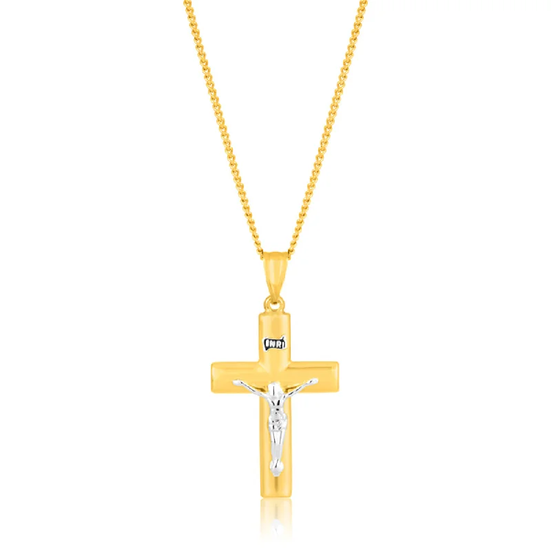 9ct Yellow & White Gold Silver Filled Crucifix