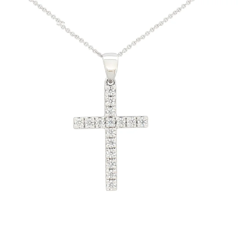 Flawless 9ct White Gold Cross Pendant (TW=1/4 carat)