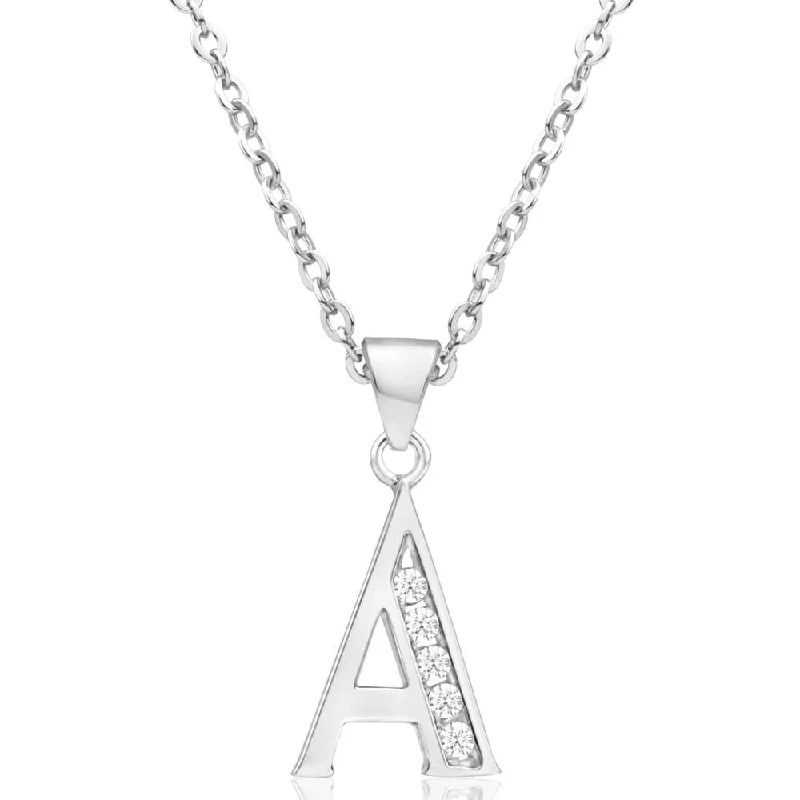 Sterling Silver Cubic Zirconia Initial "A" Pendant