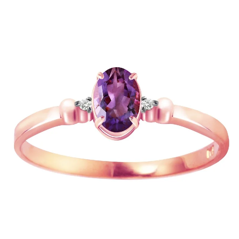 0.46 Carat 14k Rose Gold Amethyst Gemstone Ring w/ Diamond Accents