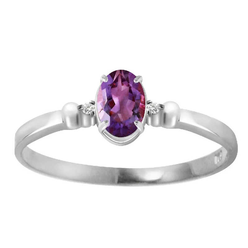 0.46 Carat 14k White Gold Amethyst Gemstone Ring w/ Diamond Accents