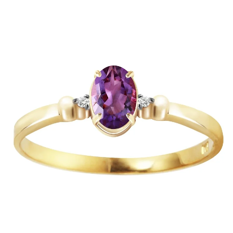 0.46 Carat 14k Yellow Gold Amethyst Gemstone Ring w/ Diamond Accents