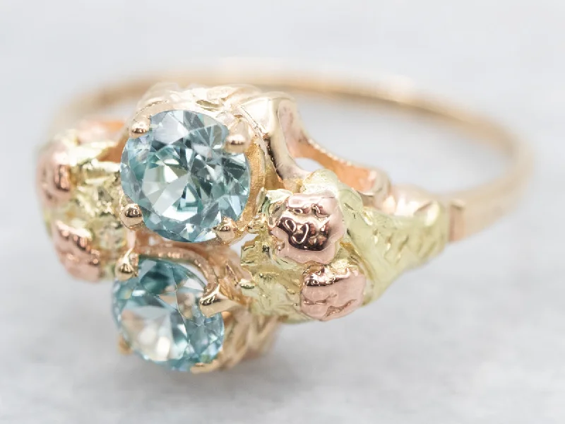 Lovely Botanical Blue Zircon Ring