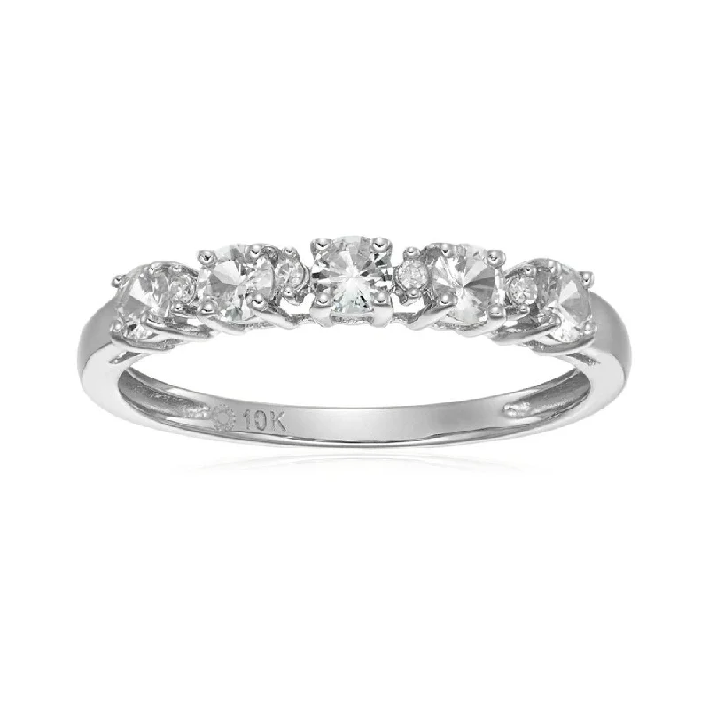 10k White Gold White Sapphire & Diamond Ring