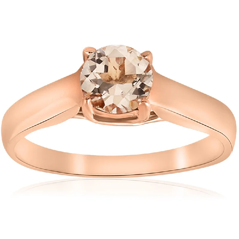 14k Rose Gold 3/4 ct TGN Round Morganite Solitaire Engagement Ring