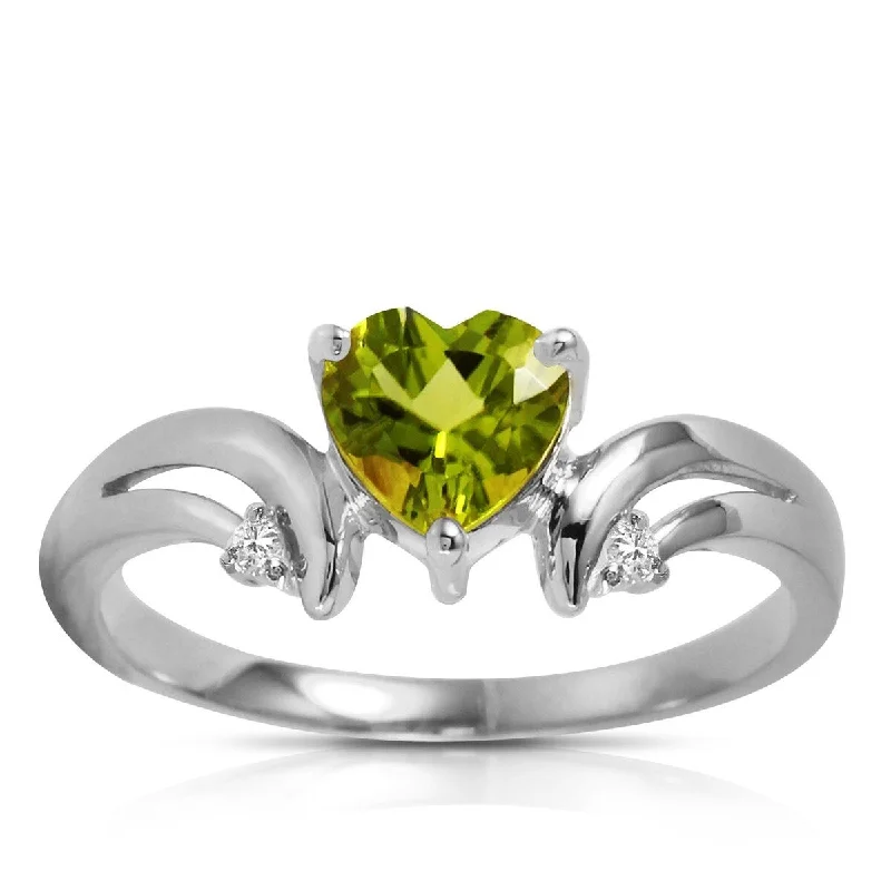 14k Solid Gold Green Peridot Gemstone Ring w/ Diamond Accents 1.26 tcw