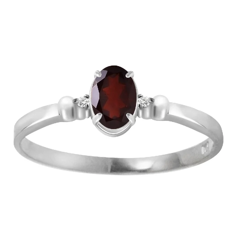 14k Solid Gold Natural Garnet Gemstone Ring w/ Diamonds 0.46 tcw