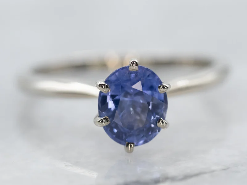 Simple Blue Sapphire Oval Solitaire Ring