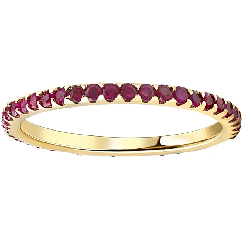 3/4Ct Genuine Ruby Eternity Ring Anniversary Band 10k Yellow Gold