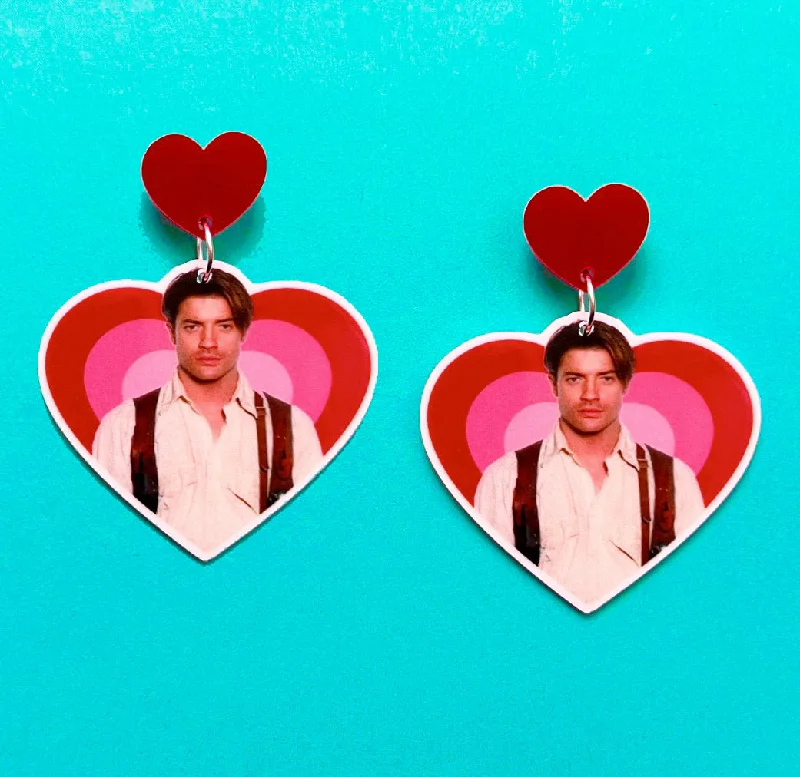 90s Brendan Frasier Heart Drop Earrings