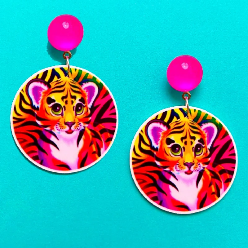 90s Neon Leopard Drop Earrings