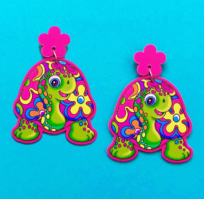 90s Neon Turtle Drop Earrings