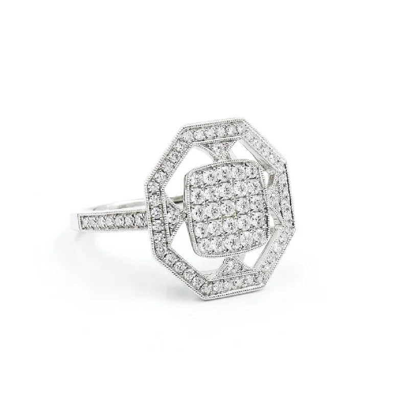 Ring - 18-Karat Solid White Gold Diamond Ring