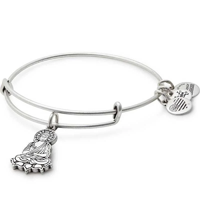 ALEX AND ANI Buddha II Rafaelian Silver Finish Bracelet